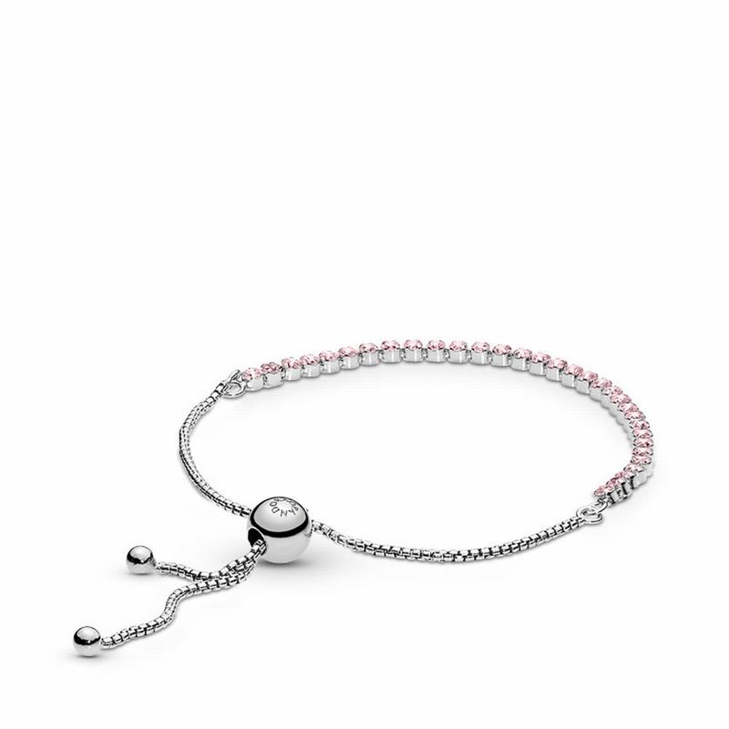 Pandora Pink Sparkling Strand Bracelet NZ, Sterling Silver (038649-GJE)